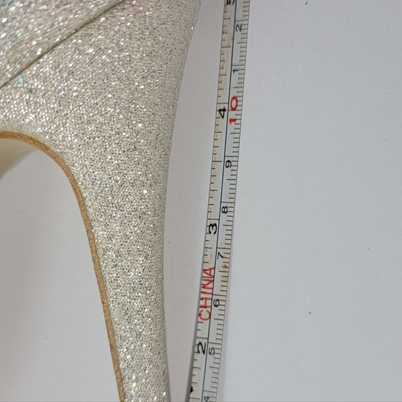 Top Moda Size 5 Formal Evening Party Ankle Strap High Heel Peep Toe Glitter - Picture 6 of 11